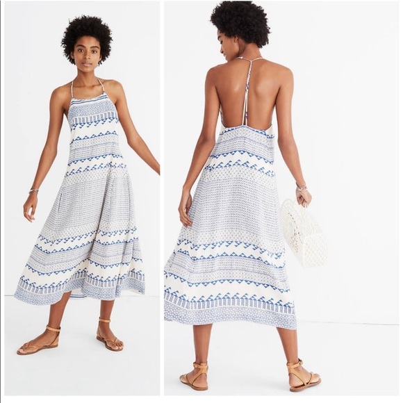 Madewell Blue and White Midi Dress - Picture 1 of 5